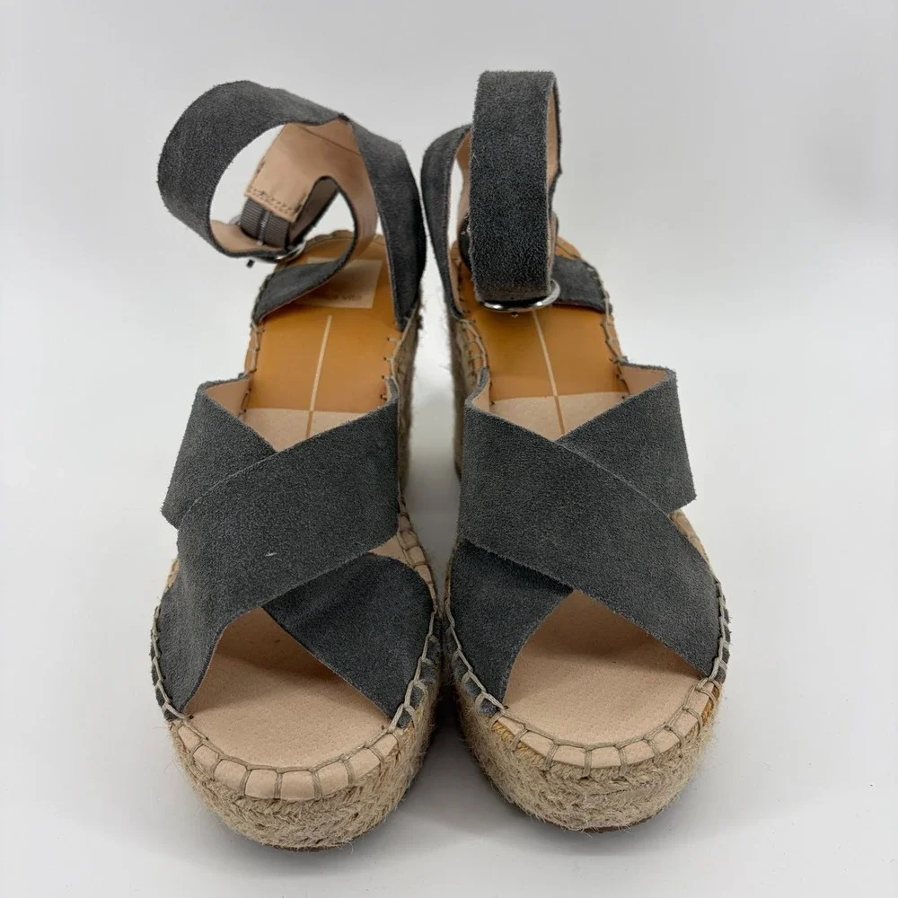 Dolce Vita Carsie Espadrille Platform Wedge Sandals Women's Size 8 Gray